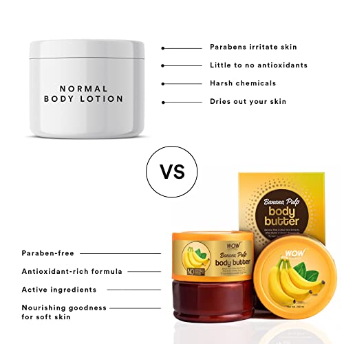 Wow Skin Science Shea Body Butter Almond, Pure Shea Butter For Skin, Body Butters Dry Skin Lotion, Stretch Mark Cream, Hand Lotion For Women, Shea Butter Body Butter Moisturizer Oil (200Ml) (Banana) #TOP3