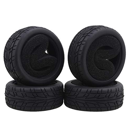 BQLZR Rc1:10 Grain Rubber Tire Cover Black Flame Pattern Rubber Tyre Repalcement for On-Road Car RC1:10 Pack of 4