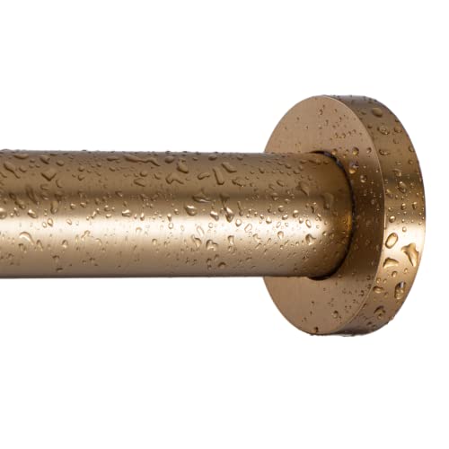 Ivilon Shower Tension Curtain Rod - Adjustable Spring Tension Rod For Shower Curtains, Bathroom, Or Windows, Easy To Install, No Drilling Required, Rustproof, Adjustable 36 To 54 Inch Warm Gold #TOP1