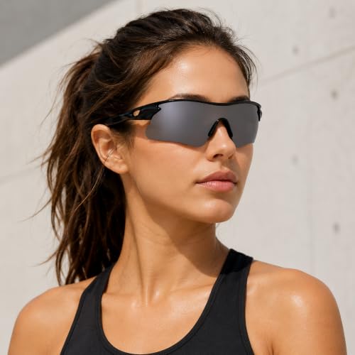 Image of Dervin Non Polarized Oversized Sports Sunglasses for Men Women, Outdoor Cricket Cycling Hiking Fishing Sunglasses