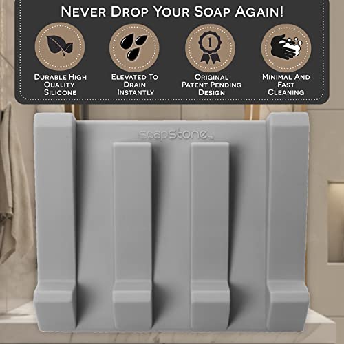 Isoapstone Silicone Soap Dish Self Draining Soap Dish Shower Waterfall Bar Soap Holder Tray With Drain Soap Saver For Kitchen Shower Bathroom Accessories Sponge Holder (Light Grey, 1) #TOP2