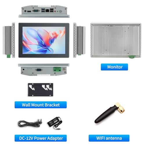 Image of 8 inch Industrial Touch Panel PC, Ratio 16:10 Multi-Touchscreen-Monitor,Wall Mounted Touch Screen Panel Computer,WiFi & Built-in Speakers,IP65 Front,Win 10 I5 RAM 4G+128G SSD