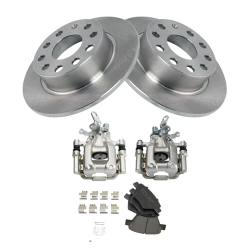 Image of TRQ Rear Brake Pad & Rotor Kit Ceramic Compatible with 2011-2013 Audi A3 2013 Volkswagen Beetle GTI 2012-2013 Jetta