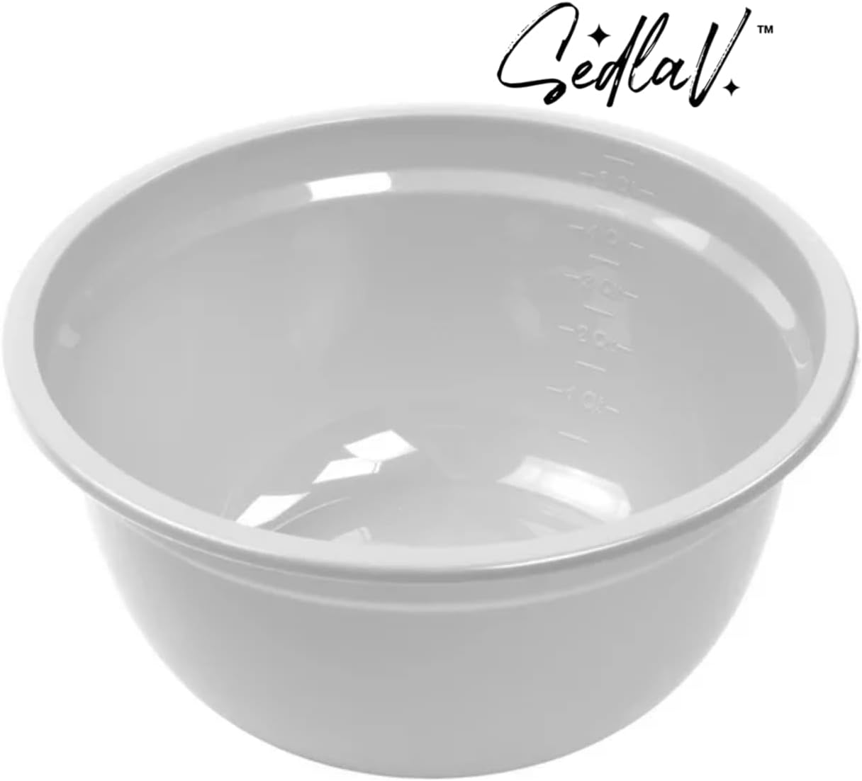 SEDLAV Plastic Quart Bowl - Multipurpose Mixing, Cooking, and Serving Bowl 6 Quart Bowl Polypropylene White