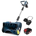 Enhulk Snow Shovel, 20V | 12-Inch | 4-Ah Cordless Snow Blower, Battery Powered Snow Blower with Directional Plate & Adjustable Front Handle (4-Ah Battery & Quick Charger Included)
