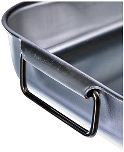Tostador rectangular de aluminio Agnelli con acabado plata y dos asas fijas sin remaches 4