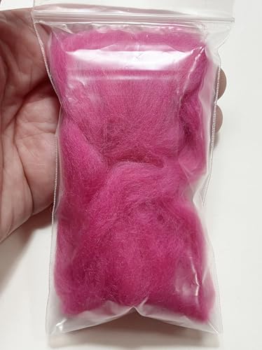 LM106-005 MOREZMORE Wool Roving for Needle Felting 5g Magenta Pink Merino 100% Wool Fine Grade