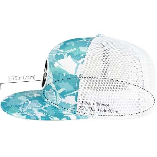 Image of BASSDASH Flat Brim Trucker Cap Adjustable Snapback Hat Mesh Back for Men Women