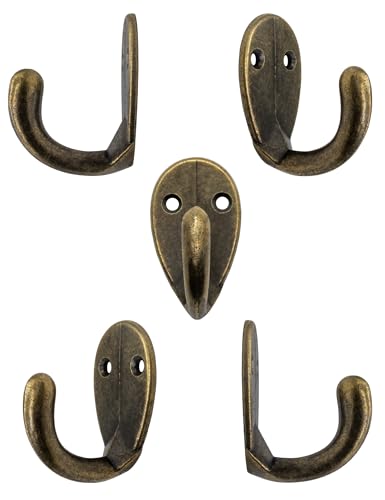 Fuxxer 6x Antik Garderoben- und Handtuch-Haken, Vintage Messing Design, Oval