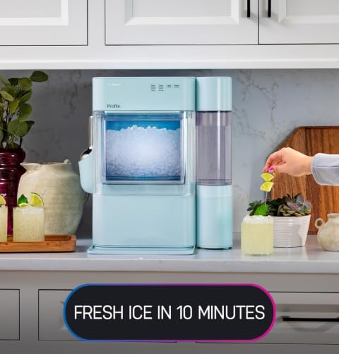 Image of GE Profile Opal Ultra, Countertop Nugget Ice Maker, 1 Gal XL Side Tank, *Amazon Exclusive*, 38 lbs /Day, Pebble Pellet Crushed Ice Machine, WiFi Moonstone Blue