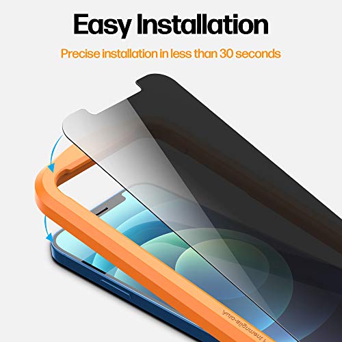 Image of Power Theory Designed for iPhone 12 /iPhone 12 Pro Privacy Screen Protector Tempered Glass Anti Spy protection [9H Hardness], Easy Install Kit, 99% HD Bubble Free Case Friendly, Anti-Scratch, 2 Pack
