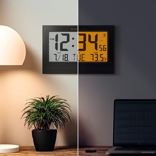 Reloj atómico MARATHON digital para salones amplios con indicador de temperatura interior 3