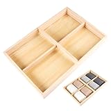 Varenzya Boîte de Rangement en Bois Brut à 4 Compartiments éQuipée de Séparateurs Amovibles, Plateau Rangement Bijoux Bois Non Vernie, Pouvant êTre Peinte à Votre Guise pour Ranger Bijoux, Friandises