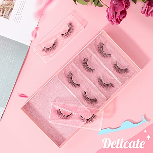 Bsisme False Eyelashes Cat-Eye Wispy Mink Eyelashes Natural Look Faux Fluffy Fake Eyelashes Cluster Long Full Extension Volume Thick Eye Lashes Soft Lightweight Reusable Lash (5 Pairs Pack) #TOP6