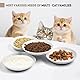 Katzennapf Flach Keramik Futterschale – 4er Set Futternapf Katze, Whiskerfreundlicher Katzenfutternapf für Nass- & Trockenfutter, rutschfeste Katzenschüssel, Katzenfressnapf mit 4 Katzenspielzeugen