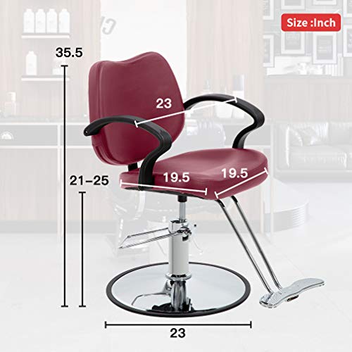 Bestsalon Styling Heavy Duty Hydraulic Pump Beauty Shampoo Barbering Chair For Hair Stylist Women Man Salon Equipment, 23D X 23W X 35.5H In, Burgundy #TOP2
