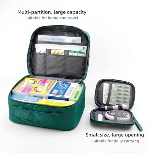 Image of ARURA (LABEL) Medicine Bags, Travel First Aid Box, Empty First Aid Kit Waterproof Medicine Storage Box, First Aid Pouch for Home, Office, Travel, Camping, Hiking (Small + Large)