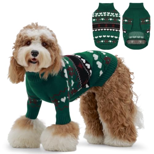 Image of IECOii Warm Dog Sweater, Turtleneck Knitted Winter Clothes for Cold Weather