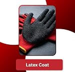 Premium Heavy Duty Work Gloves for Men, Red & Black Latex Coated, Textured Grip, Breathable Poly-Cotton Knit for Warehouse, Gardening, Mechanic & General Labor (XL)