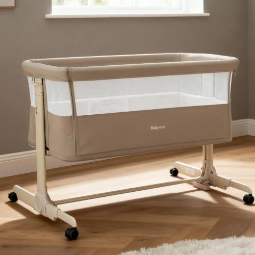 Image of Babymore Neera Bedside Crib - 2-in-1 Rocking Crib with 7 Adjustable Height