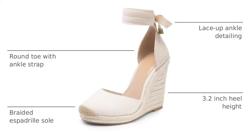 Image of JustFab Wedge Sandals for Women Platform High Heels Summer Mule Open Toe Espadrille Wedges Slip on Comfortable Soft Arch Support Sandals