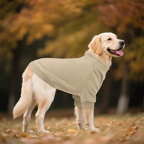 Image of BRKURLEG Dog Sweater, Warm Fleece Dog Winter Coat, Light Coffee, XXL