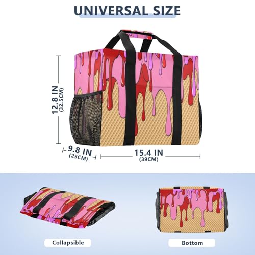 Colorful Dripping Candy Reusable Grocery Bags Large Tote Bag Waterproof Canvas Organizer for Beach Picnic Laundry Travel3