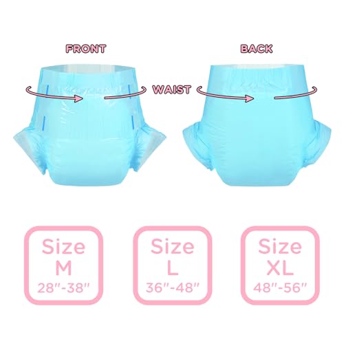 Image of Littleforbig Adjustable Tapes Adult Diaper 10 Pieces - ABDry Ultra Absorbent Diapers 6500 mL Blue (Large 36 inch-48 inch)