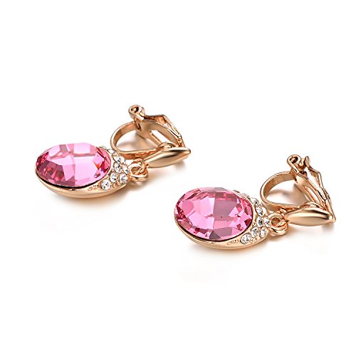Yoursfs Clip On Earrings For Women Wedding Birdal 18K Rose/White Gold Plated Non Pierced Ears (Pink Clip-On Earrings) #TOP3