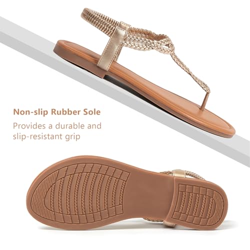 Image of zeetoo Women's Flat Sandals Summer T-StrapThong Bohemian Casual Comfortable Dressy Sandals for Women