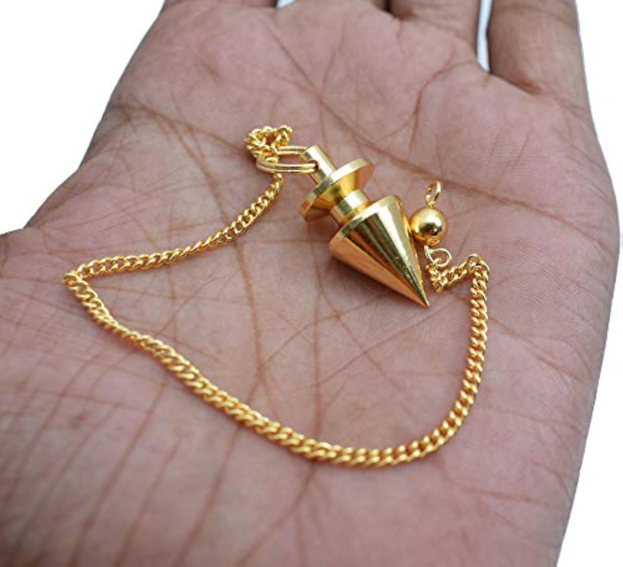 Golden Brass Cone Pendulum for Dowsing and Well-Being