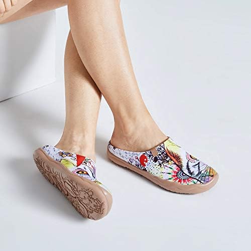 Image of UIN Slipper Woman Travel Art Painted Shoes Wide Toe Casual Home Slip On Mules Malaga