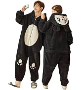 [Bwgoroku] ペアパジャマ 着ぐるみ カップルパジャマ 冬 大人用 ルームウェア お揃いペア 冬用パジャマ 可愛い フード付き 動物 部屋 防寒対策 男女兼用 結婚祝い