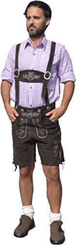 Kurze Trachten Lederhose aus echtem Leder Dunkelbraun Kniebundhose Größe 46 48 50 52 54 56 58 60 (52) Cover