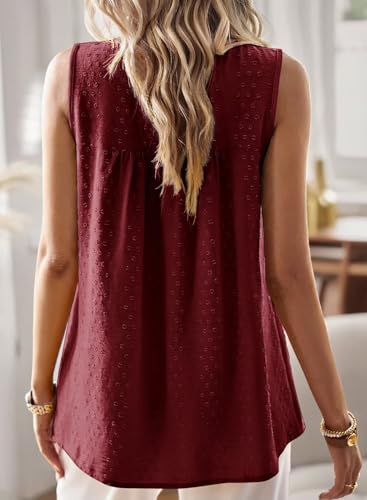 Image of Falechay Womens Summer Tops Boho Shirts Crewneck Sleeveless Tank Tops Flowy Lace Hem Casual Blouses Clothing Trendy 2026