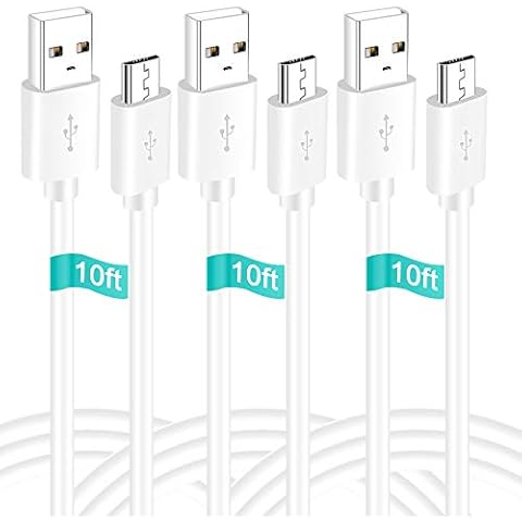 SIOCEN 3 Pack 10FT Micro USB Power Extension Cable Cord Compatible for Wyze Cam,WyzeCam Pan,YI Cam,YI Dome Home Camera,Kasa Cam,Oculus Go,Furbo Dog,Nest Cam,Blink,Security Cameras,USB Charging Wire Cover