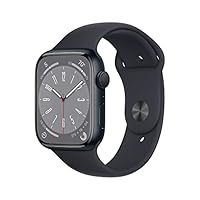 Apple Watch Series 8 [GPS 45 mm] Smart Watch w/ Midnight Aluminium Case with Midnight Sport Band. Fitness Tracker, Blood Oxygen & ECG Apps, Always-On Retina Display, Water Resistant