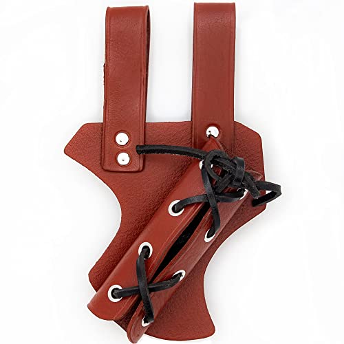 Armory Replicas - Medeival Renaissance Longsword & Shortsword Frog Holster - Genuine Bovine Leather - Left Handed - Maroon w/Black Leather Cord