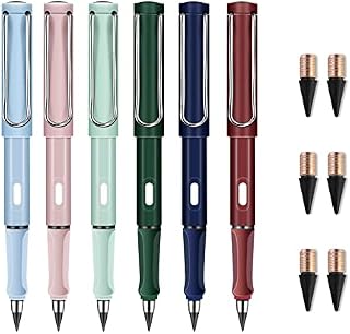 Zengest 6 Piece Inkless Pencils Set, New Type Pencil, Special Alloy Tip, No Sharping, Readable Handwriting Similar to HB Pencil Handwriting, Smooth Writing, Built-in Eraser