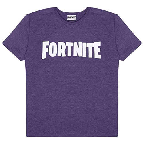 Fortnite Camiseta con Logotipo de Texto para niños, Morado Moda, Púrpura Jaspeado, 9-10 años