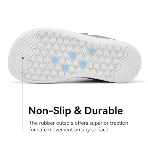 HOBIBEAR Kids Barefoot Shoes Wide Toe Box Zero Drop for Big Kid Boys Girls Walking Sneaker Purple