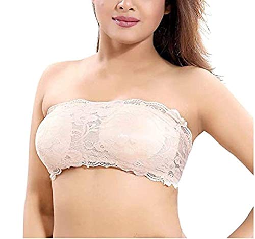 Image of Fabme Women Lace, Padded Tube Bra - Free Size - 3 Hook Back
