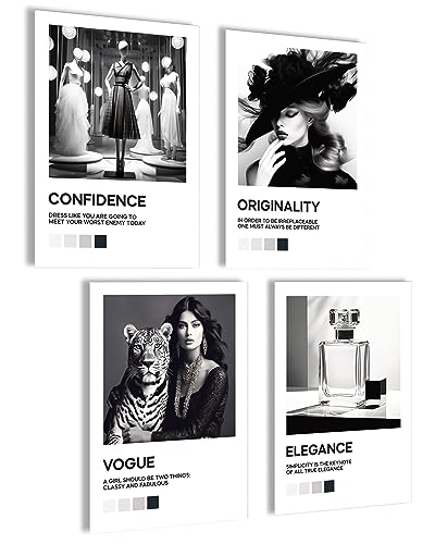 mojoliving Lot de posters vintage - Images Coco noir et blanc - Tableaux muraux Vogue pour salon -...