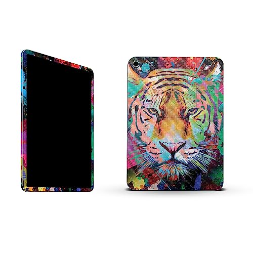 Image of MightySkins Carbon Fiber Skin Compatible with Apple iPad 10.9 inch 10th Gen (2022) Full Wrap Kit - Neon Tiger | Protective, Durable Textured Carbon Fiber Finish | Easy to Apply | Made in The USA