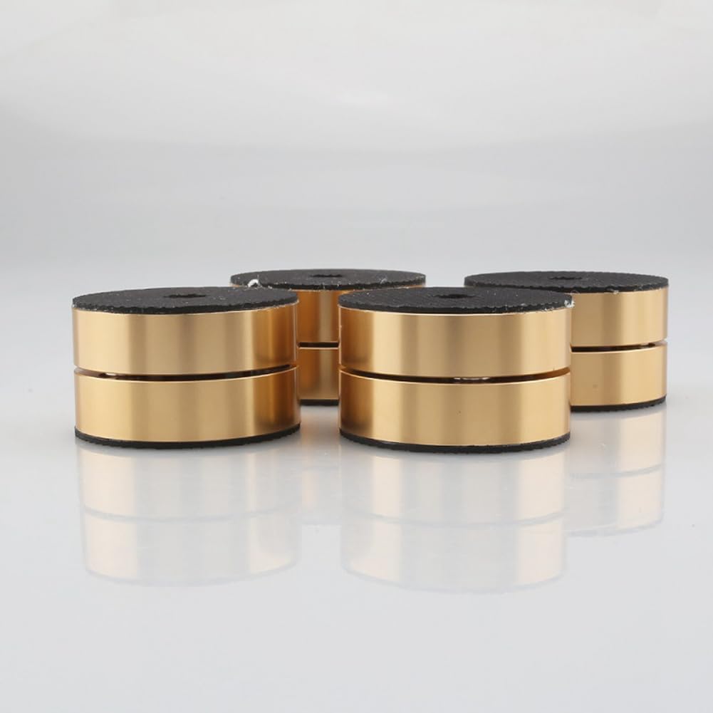 4 Pièces HiFi Haut-Parleur Isolation Pieds Coussinets Support Pieds Aluminium Amortisseur de Vibrations 40X23mm Or