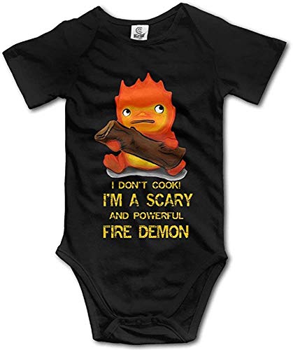 Image of Fashion Boutique Clothing Moving Castle Calcifer Baby Jumpsuit Romper Climbing Clothes Black