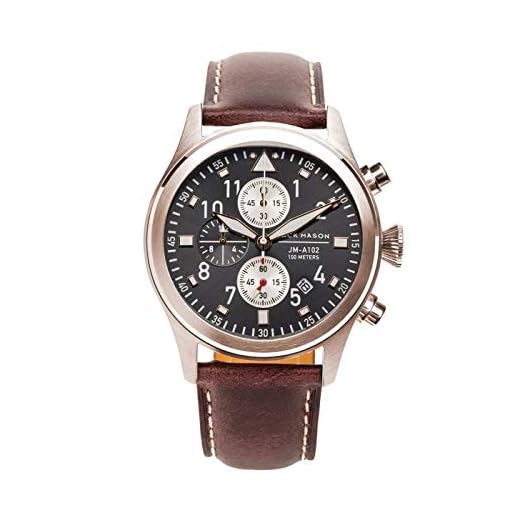 Jack Mason Men's Chronograph Watch Aviator Brown Leather Strap JM-A102-108