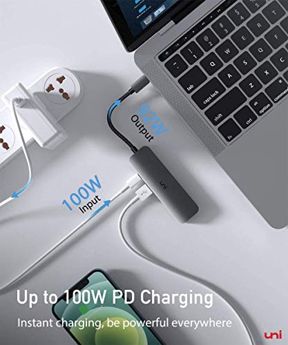 Usb C To Usb Hub With 100W Pd, Uni (Slim& Aluminum& Nylon) Usb Type C To Usb Adapter With Hight Speed 3*Usb 3.0, Usb-C Power Delivery, Thunderbolt 3 Compatible With Macbook Pro, Xps, Pixelbook #TOP1