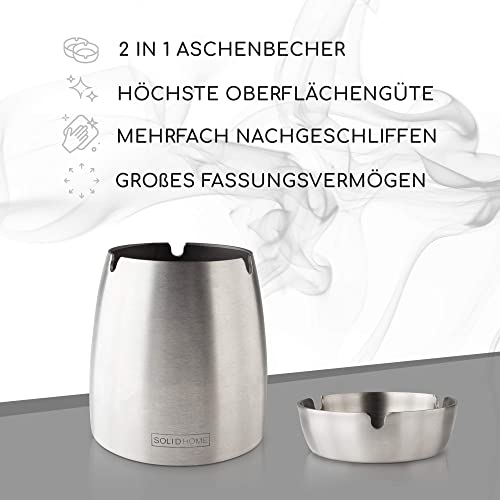 Solidhome XL asbak voor buiten. Asbak met deksel van roestvrij staal voor tuin en binnenshuis. - Image 8