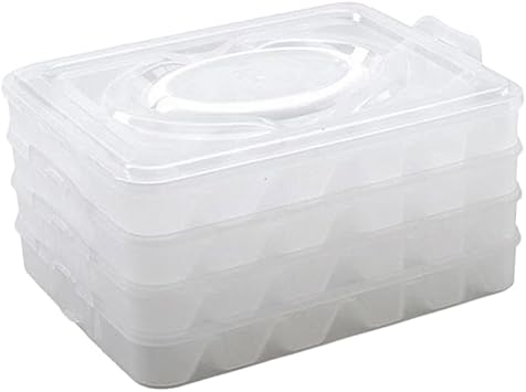 Zerodeko Food Storage Container Dumpling Organizer Stackable Portable Freezer Storage Containers Food Storage Box for Kitchen and Fridge Transparent